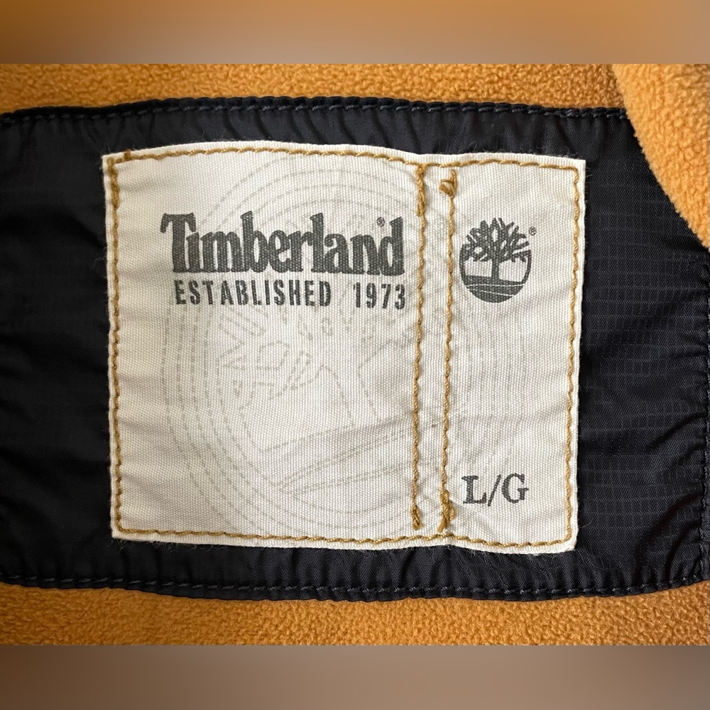 Timberland Men’s Size Large Black/Tan Hooded Vest Pockets Missing Zipper Pull - Picture 3 of 9